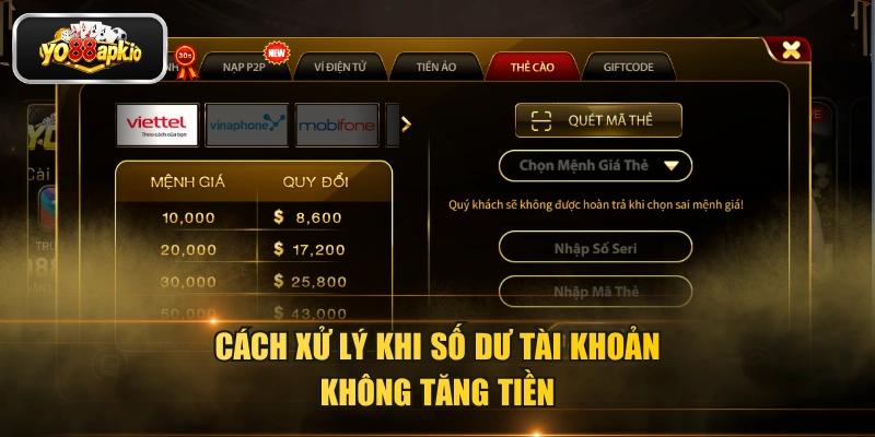 Cách xử lý khi số dư tài khoản không tăng tiền Cách xử lý khi số dư tài khoản không tăng tiền