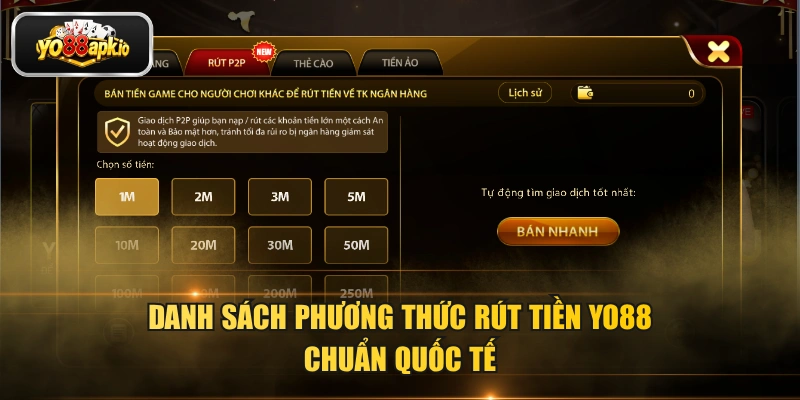 Danh sách phương thức rút tiền YO88 chuẩn quốc tế Danh sách phương thức rút tiền YO88 chuẩn quốc tế